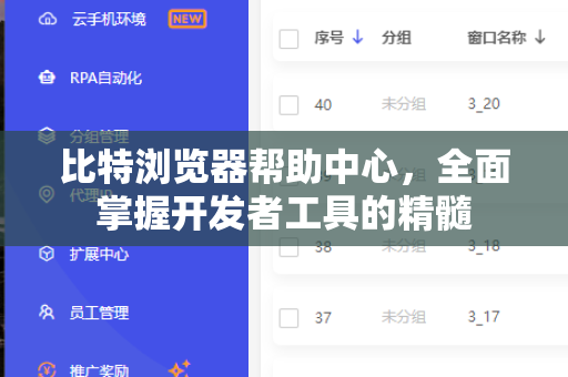 比特浏览器帮助中心，全面掌握开发者工具的精髓